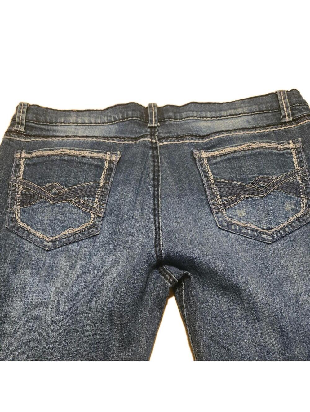 Mudd Flare/bootcut Y2k Dark Wash Embroidered Jeans Sz 15